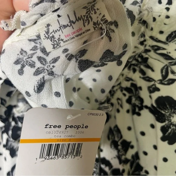 Free People NWT One On One Date Bodysuit in Ivory Black and White Long Sleeve - Picture 9 of 13